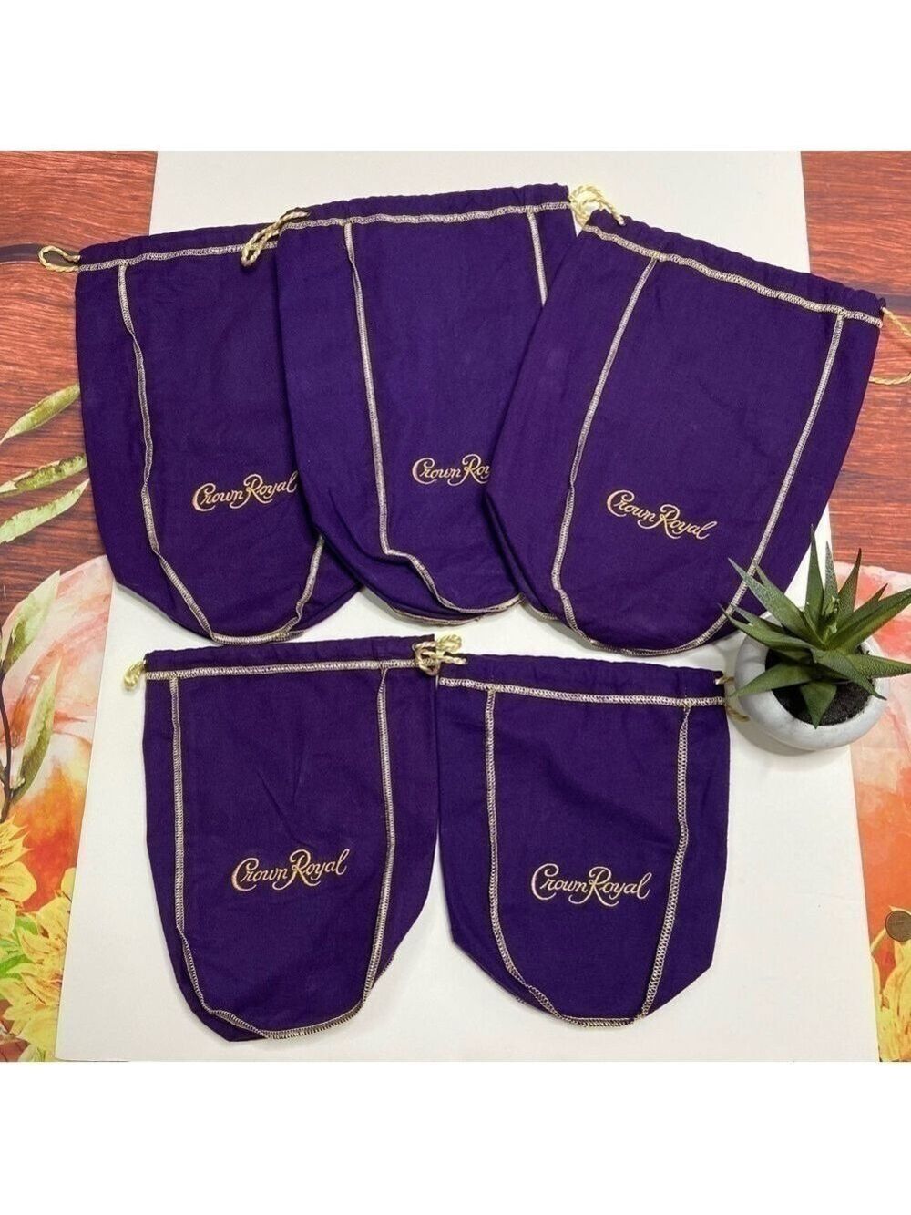 CROWN Royal bags 3 Large 2 Small
